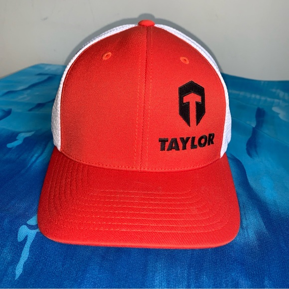 Taylor Other - Taylor Orange and White trucker cap 110 Flexfit Snapback